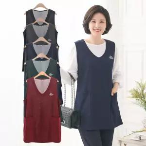 엄마옷 포인트 브이컷 핫픽스 조끼 1GHJ17948 중년여성 마담 60 70대  빅사이즈 할머니