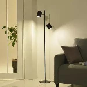 2구 밝기조절 블랙 장스탠드 LED 거실 스탠드 조명 등