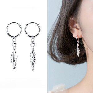 [스마트보이]P1094w 은 S925 실버 커팅볼 나뭇잎 링귀걸이 한쌍