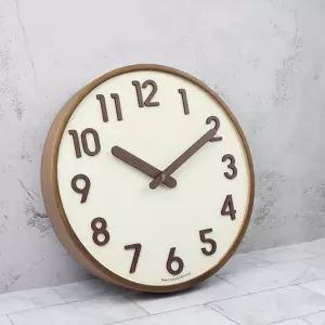 300 우든라운드 3D 나무 입체 숫자 무소음 벽 시계 인테리어 원목 선물 집들이