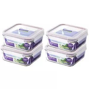 글라스락 퍼플 에디션 정사각 밀폐용기, 4개, 850ml