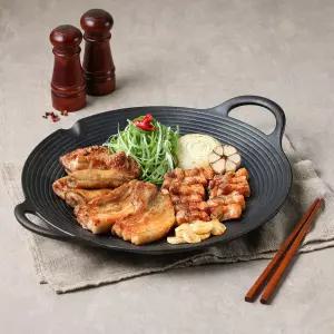 꾸버스 캠핑 무쇠그리들 28cm + 전용가방포함 바베큐그릴 그리들팬 인덕션 고기 불판