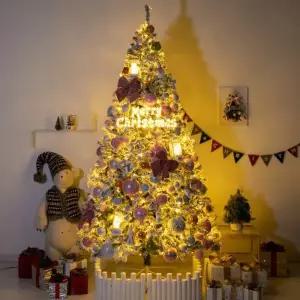 [텐바이텐]크리스마스 스노우 트리 풀세트 LED 핑크파스텔 250cm 단면