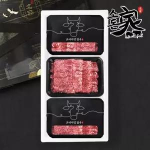 [소돈가] 1++ 투뿔한우 구이 모듬 선물세트(400gx3)1.2kg