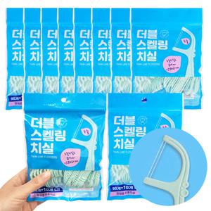더블스켈링 두줄치실 100개입 10개 손잡이 y자 일회용 치실 이쑤시개