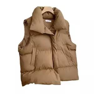 [셀러허브][라일리] Rly 20대 30대 패딩조끼 겨울 사무실 겉옷 갈색 지퍼조끼 (S9758047)