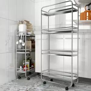 주방트롤리 스텐 4단 이동식 선반 카트 틈새 트롤리