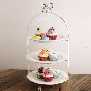 애프터눈티트레이 3단 디저트접시 높이50.5cm 케이크 호텔 플레이팅