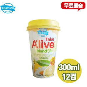 덴마크 테이크얼라이브 블렌드 300ml 레몬 캐모마일, 12개/무/배/유산균음료/비타민700mg