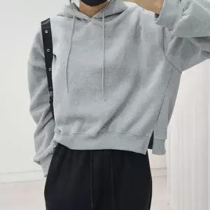 [하프클럽/헤이데이즈]888 후드 트임 루즈핏 세미 크롭 숏 맨투맨 (크림 블랙 외) 양기