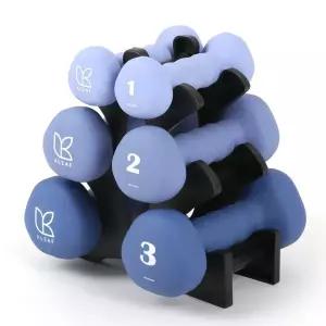 [아리프] 네오프렌 삼각아령 12kg 세트 덤벨 거치대 포함