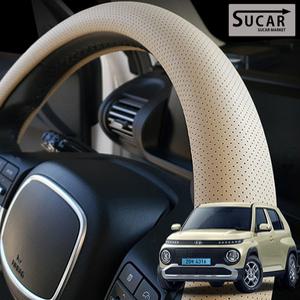 현대 캐스퍼 일렉트릭 전용 구주상사 D컷 타공 가죽 핸들커버 베이직 EV 전기차 K-01