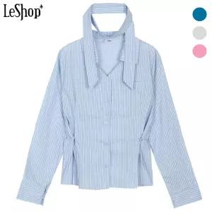 [롯데백화점]르샵 타이 세트 스트라이프 블라우스 (BO9BL043A)