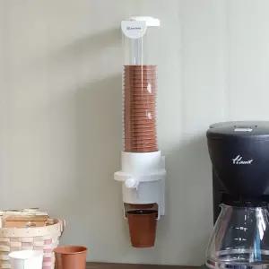 버튼형 자동 종이컵 디스펜서 자석부착/종이컵디스펜서/무타공/원터치/휴게실/탕비실/정수기/종이컵거치대