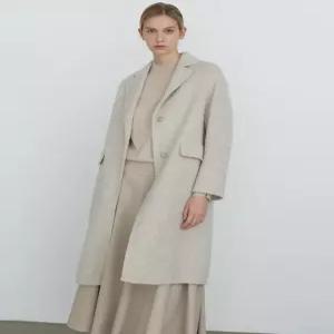 닥스 여성 24FW [가격인하][알파카100%] 그레이 멜란지 히든버튼 핸드메이드 롱 코트 DLCO4D009