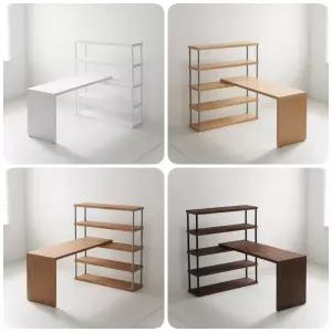 철제 대학생책상 컴퓨터테이블 4단 책장세트 1200