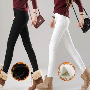 슬림핏 여자 기모 밴딩 바지 안감 스티치 기모 스키니 화이트 블랙