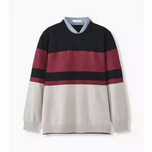 [하프클럽/에스티코]셔츠레이어_블록니트 (클래식핏) (네이비) DKTVA02CMN