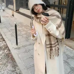 [하프클럽/르뚜앙]마녀 겨울 더블버튼 모직 롱코트 블랙 화이트 아이보리 오피스룩 하객룩