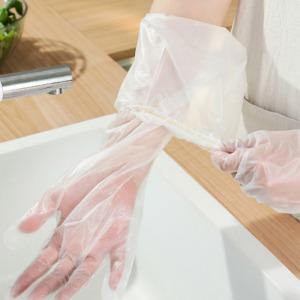 롱 목 긴 비닐 주방 장갑 5쌍(10p) 김장 요리 장갑