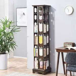 폭39cm 360도 월넛 원목 6단 회전 책장 (WFHJKVP)