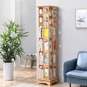 원목 책장 회전 네츄럴 6단 360도 폭39cm (WFHJKVQ)