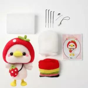 고품질 딸기오리 인형만들기 키트 동물친구 양모펠트 DIY (WFHJE49)