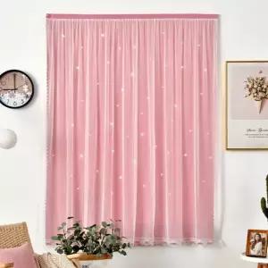 붙이는 암막커튼 스타펀칭 핑크 붙이는커튼 (WFGTENA)