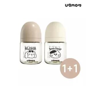 [유비맘][손수건 1P 증정]유비맘 PPSU 몽자몽이 젖병 120ml(SS꼭지포함) 1+1