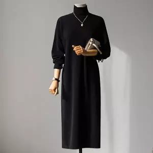 (안나앤플러스) 심플리 하이넥 롱 원피스[드레스CD461] 빅사이즈