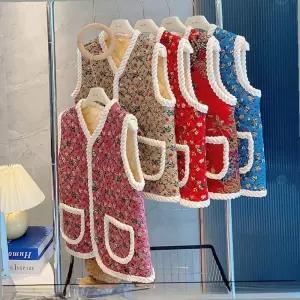 겨울 꽃무늬 누빔 베스트 기모 패션 베스트 조끼 김장