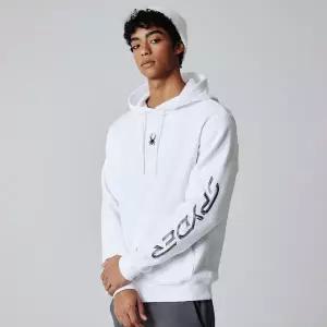 [롯데백화점]스파이더 공용 슬리브 로고 기모 후드 티셔츠 SPIWCNHD302UWHT