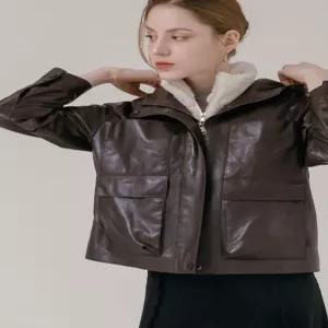 [막스까르띠지오][양가죽] 더블링 포켓 후드 레더 자켓