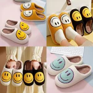 스마일털실내화 푹신한 겨울 거실화 따뜻한안감 털실내화