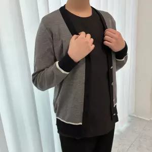 사무실가디건 브이넥 라인배색 긴팔 간절기 직장인 병원 간호사 유니폼 단체 직원 맞춤 가디건