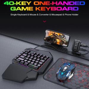 기계식 게이밍 키보드 키트 5 in 1 세트 원 핸드 키보드 5D 기계식 게이머 마우스 M1 Pro 컨버터 모바일 게