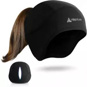 포니테일 구멍이 있는 하이켄츄어 여성용 스컬 캡 겨울 러닝 비니 모자 추운 날씨 열사이클 헬멧 라이너
