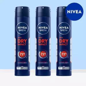 [니베아] 맨 데오드란트 스프레이 드라이 임팩트 200ml 3개
