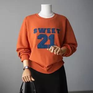 (안나앤플러스) 플러피 패치 기모 맨투맨[티셔츠ECG52] 빅사이즈