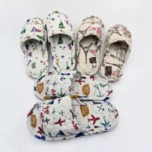 [라일리의류] Rly 쓰리몰 패턴 거실화 실내슬리퍼 면 슬리퍼 사계절