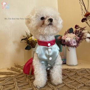 애완견 옷 전통 한국 실크 강아지 한복 드레스 맞춤 애완동물 의상 소형 대형견 비숑 시바견 프렌치 불독용