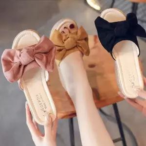 스웨이드 리본 통굽 슬리퍼 사무실 WFHU0EP