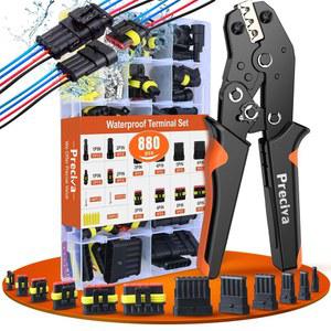 [미국배송] 880PCS 41 자동차 트럭 모터사이클 보트 마린용 래칫 크림핑 도구가 있는 방수 전기 커넥터 와이어 플러그 키트 1/2/3/3/4/5/6