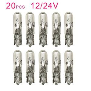 20pcs 화이트 W2W T5 24V 12V 1.2w 자동차 할로겐 램프 악기 조명 대시 보드 전구 인테리어 링
