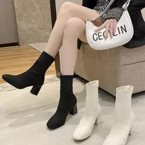 K10 7cm 통굽 스트릿 편한 앵클 삭스 부츠 구두 신발