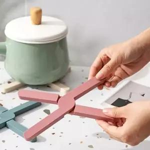 냄비받침대 실리콘 접이식 인테리어 접시 받침 핑크 (WFJPVAC)