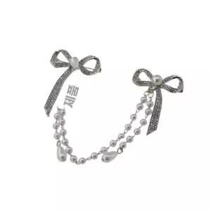 브로치 리본 큐빅 진주 장식 포인트 패션 핀 장식