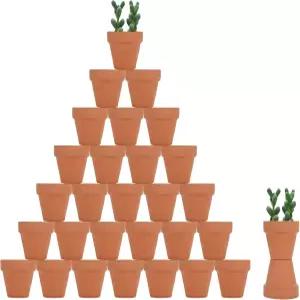 32pcs 작은 미니 2인치 테라코타 화분 점토 도자기 선인장 꽃집 배수구 포함 실내/외 다육식물 공예품