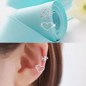 [하프클럽/알티피아](낱개판매)(실버) 별 앤 하트 라인 이어 커프