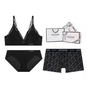 게스언더웨어 모던 레이스 아웃밴드 브라렛 남여 커플속옷세트 ODWBR293BK865BK